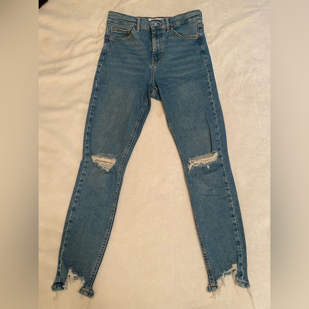 Topshop light wash skinny jeans
